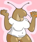 anthro big_breasts bottomless breasts brown_body carrot casual_exposure clothed clothing eyestalks female food genitals holding_carrot holding_food holding_object holding_vegetable humanoid_genitalia humanoid_pussy innie_pussy navel_outline plant pussy shirt shirt_only solo standing three-quarter_view topwear topwear_only vegetable white_clothing white_shirt white_topwear 4chan_anon gastropod mollusk slug 2024 aliasing binary_drawing cel_shading digital_drawing_(artwork) digital_media_(artwork) oekaki portrait shaded three-quarter_portrait