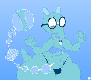 4_fingers anthro bar_emanata blue_body blush blush_lines bottom_heavy clothing curvy_figure disembodied_torso emanata eyelashes eyewear femboy fingers glasses gradient_background logo male navel non-existant_waist pen pockets simple_background small_waist solo text thick_thighs thong underwear waist_shrinking wasp_waist wide_hips thatdawgmurray happy_tree_friends sniffles_(htf) aardvark mammal 2025 aliasing artist_logo artist_name digital_media_(artwork) hi_res signature