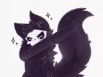 anthro big_tail black_body dabbing eyes_closed front_view fur male raised_tail simple_background solo sparkles tail shinywark changed_(video_game) puro_(changed) canid canine canis goo_creature mammal monster wolf 2020 4:3 animated meme short_playtime