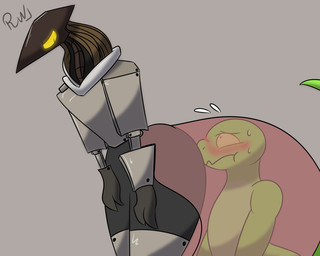 anthro duo imminent_fart imminent_fart_sniffing machine male male/male simple_background venus_(smellysnake) rancidwyrm am_(ihnmaims) reptile robot robot_anthro scalie snake 5:4 hi_res