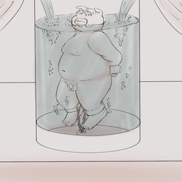 anthro balls belly big_belly bound chain chained genitals imminent_death male overweight penis peril scared solo torture water young young_anthro jackboot_ihi domestic_pig mammal suid suine sus_(pig) 1:1 2021
