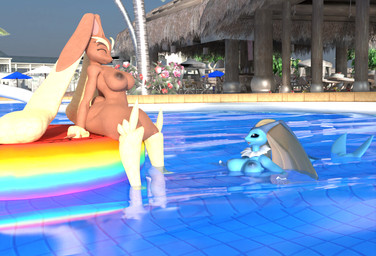 anthro areola big_breasts blue_areola blue_nipples breasts brown_areola brown_nipples butt duo female nipples nude poolside water elitedog warfaremachine_(modeler) nintendo pokemon pokemon_infinite_fusion vaporunny_(follygee) warfare_lopunny warfare_vaporunny eeveelution generation_1_pokemon generation_4_pokemon lopunny pokemon_(species) vaporeon 3d_(artwork) blender_(artwork) blender_cycles_(artwork) digital_media_(artwork)