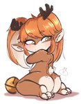 anthro antlers bell blush butt female horn looking_back nude pigtails red_nose short_stack simple_background solo white_background young young_anthro young_female tristana_gllant league_of_legends riot_games tencent poppy_(lol) snow_fawn_poppy_(lol) deer mammal 2022 hi_res