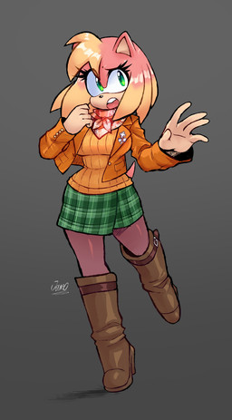 5_fingers alternate_costume alternate_form anthro biped black_nose blonde_highlights boots bottomwear clothed clothing cosplay crossover_cosplay eyelashes female fingers footwear green_eyes hair high_heeled_boots high_heels highlights_(coloring) jacket long_eyelashes on_one_leg open_mouth pink_hair scarf shoes simple_background skirt solo standing topwear jamoart capcom resident_evil sega sonic_the_hedgehog_(series) amy_rose ashley_graham eulipotyphlan hedgehog mammal 2024 absurd_res crossover hi_res signature