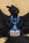 2016 2:3 4_fingers 4_toes abstract_background absurd_res alien ambiguous_gender birthday birthday_cake black_body black_eyes black_scales blue_body blue_claws blue_fur blue_pawpads blue_penis cake claws crossover dessert disney dragon dreamworks duo english_text erection european_mythology experiment_(lilo_and_stitch) feet feral fingers food food_fetish food_penetration food_play fur genitals green_eyes green_sclera happy_birthday hi_res how_to_train_your_dragon improvised_sex_toy lilo_and_stitch looking_at_viewer male membrane_(anatomy) membranous_wings mythological_creature mythological_scalie mythology night_fury open_mouth open_smile pawpads paws penis raised_arm scales scalie signature simple_background size_difference smile stardragon102 stitch_(lilo_and_stitch) tail tan_background text toes tongue toothless western_dragon wings
