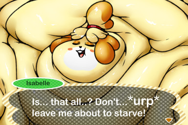 accessory anthro bell bell_accessory big_cheeks black_mouth black_nose blobby blonde_hair buckteeth chubby_cheeks dialogue eyes_closed fat_rolls female hair hair_accessory hairband huge_cheeks hyper_cheeks immobile morbidly_obese morbidly_obese_anthro morbidly_obese_female obese obese_anthro obese_female open_mouth open_smile orange_ears overweight overweight_anthro overweight_female pink_tongue red_hairband smile solo speech_bubble teeth text three-quarter_view tongue weight_gain yellow_body plump-knight animal_crossing nintendo isabelle_(animal_crossing) canid canine canis domestic_dog mammal shih_tzu toy_dog 2019 colored digital_media_(artwork) english_text headshot_portrait hi_res portrait shaded