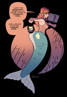 5_fingers after_transformation blue_eyes book breasts brown_hair clothed clothed_female clothing conjoined_speech_bubble dialogue eyelashes female fin fingers fish_tail floor freckles green_body green_scales hair holding_lantern holding_object implied_transformation lamp lantern legless looking_back mermaid_tail scales solo speech_bubble split_form surprised tail tail_fin text topwear wood wood_floor blackshirtboy aquatic humanoid_merfolk merfolk 2026 absurd_res artist_name dated digital_media_(artwork) english_text hi_res