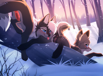 animal_genitalia animal_penis animal_vulva anus black_body black_claws black_nipples black_nose black_pawpads blue_eyes blush bodily_fluids butt canine_ears canine_genitalia canine_nose canine_penis cervine_anus cervine_genitalia cervine_vulva chest_tuft claws closed_smile cloven_hooves cunnilingus darkened_genitalia dewclaw dipstick_tail duo erection eye_contact eyelashes female feral feral_on_feral freckled_butt freckled_face freckles genitals grey_body grey_hair hair head_down_ass_up hooves humanoid_genitalia humanoid_genitalia_on_feral humanoid_vulva humanoid_vulva_on_feral knot long_eyelashes looking_at_another male male/female mane mane_hair markings mouth_closed multicolored_body neck_tuft nipples on_tree_trunk oral outside pawpads paws penis pink_inner_pussy plant saliva saliva_string sex smile snow snowing spot_freckles spots spotted_butt spotted_face spotted_markings sunset tail tail_markings teats tongue tongue_out tree tree_trunk tuft two_tone_body underhoof vaginal vulva winter elisawind dusk_(nightdancer) nightdancer_(character) canid canine canis deer hybrid mammal wolf hi_res