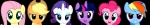 blue_body blue_fur female feral fur group hair head_bob horn looking_at_viewer multicolored_hair purple_body purple_fur purple_hair rainbow_hair smile two_tone_hair wide_image blackgryph0n friendship_is_magic hasbro my_little_pony mythology applejack_(mlp) fluttershy_(mlp) pinkie_pie_(mlp) rainbow_dash_(mlp) rarity_(mlp) twilight_sparkle_(mlp) earth_pony equid equine horse mammal mythological_creature mythological_equine pony unicorn absurd_res animated digital_media_(artwork) headshot_portrait hi_res long_image portrait short_playtime