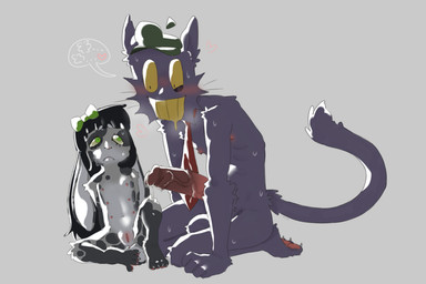 6_nipples accessory age_difference anthro bangs belly beret big_penis blush bodily_fluids bow_accessory bow_ribbon breath claws clothing creepy_smile crying dripping duo erect_nipples erection female flat_chested fur genital_fluids genitals green_eyes hair_accessory hair_bow hair_ribbon hat headgear headwear heart_symbol huge_penis humanoid_genitalia kneeling male male/female markings multi_nipple necktie nipples nude panting pawpads paws penis precum precum_drip questionable_consent ribbons size_difference skinny smile spots spotted_body spotted_fur spread_legs spreading sweat tail tears toe_claws vein veiny_penis vulva white_belly yellow_eyes young young_anthro younger_female mibston charlotte_(mibston) mibston_(mibston) domestic_cat domestic_rabbit felid feline felis lagomorph leporid lop_rabbit mammal oryctolagus rabbit 3:2 daughter_(lore) father_(lore) father_and_child_(lore) father_and_daughter_(lore) parent_(lore) parent_and_child_(lore) parent_and_daughter_(lore)