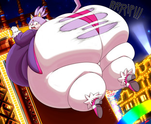 accessory air_inflation anthro belly belly_expansion big_belly big_breasts big_butt black_nose blush body_inflation bottomwear breast_expansion breasts building butt butt_expansion camel_toe clothing expansion exposed_panties eyelashes female floating footwear forehead_gem gem gloves hair hair_accessory hairband handwear huge_belly huge_breasts huge_butt huge_thighs hyper hyper_breasts hyper_butt hyper_inflation hyper_thighs inflation looking_back looking_back_at_self night obese obese_anthro obese_female onomatopoeia open_mouth outside overweight overweight_anthro overweight_female panties pants pink_clothing pink_footwear pink_panties pink_shoes pink_tongue pink_underwear purple_body purple_clothing purple_ears purple_hair purple_tail purple_topwear rear_view red_gem red_hairband red_mouth shoes solo sound_effects tail tan_inner_ear teeth text thick_thighs thigh_expansion tight_clothing tongue topwear torn_bottomwear torn_clothing torn_pants underwear white_clothing white_gloves white_handwear yellow_eyes pakaproductions sega sonic_the_hedgehog_(series) blaze_the_cat domestic_cat felid feline felis mammal 2025 colored digital_media_(artwork) hi_res shaded