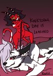 anthro collar dominant dominant_female duo female female/female larger_female leash leashed_collar size_difference smaller_female standing_on_another step_pose submissive submissive_female koeru helluva_boss kinktober kinktober_2024 mythology loona_(helluva_boss) millie_(helluva_boss) canid canid_demon canine demon hellhound imp mammal mythological_canine mythological_creature hi_res