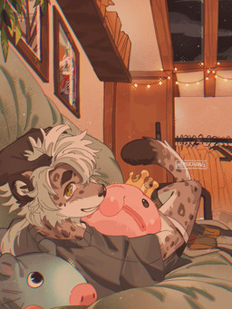 anthro biped fur furniture grey_body grey_fur hair hug hugging_object hugging_plushie looking_at_viewer lying lying_on_sofa male on_sofa orange_eyes plushie slim_anthro slim_male sofa solo white_body white_fur white_hair hemuchang felid mammal pantherine snow_leopard 2025 3:4 hi_res