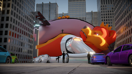 anthro big_penis city city_background genitals huge_penis hyper hyper_genitalia hyper_penis looking_at_another macro macro_focus male penis solo dm-artworks bear mammal 16:9 2021 3d_(artwork) blender_(artwork) digital_media_(artwork) hi_res widescreen