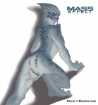 alien andromorph anthro anus bioware butt crossgender electronic_arts garrus_vakarian genitals intersex looking_at_viewer looking_back mass_effect narse nude pussy simple_background solo spread_legs spreading third-party_edit turian white_background