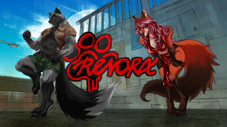 anthro bottomwear city city_background clothed clothing collared_shirt dark_green_shorts dress dress_shirt duo female hair light_brownshirt male male/female pink_hair red_clothing red_dress shirt shorts topwear cornbread_clip jenna_(rygel) rygel_misra canid canine fox mammal red_fox silver_fox true_fox 16:9 hi_res widescreen