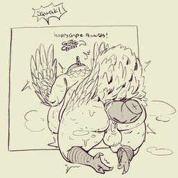 anal anal_fisting anal_penetration anthro balls bodily_fluids fisting genitals gynomorph intersex penetration slightly_chubby solo steam sweat sweaty_balls sweaty_genitalia through_wall goopdraw muppets camilla_the_chicken avian bird chicken galliform muppet phasianid hi_res