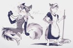 anthro barefoot blush broom cleaning_tool clothed clothing crossdressing feet femboy footwear gem high_heels maid_uniform male mop pearl_(gem) question_mark shoes slim slim_anthro slim_male solo suggestive_pose uniform yuu-chan lackadaisy rocky_rickaby felid feline mammal absurd_res hi_res