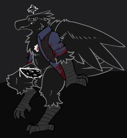 angry anthro ball_tuft balls beak bodily_fluids bottomless clothed clothing dripping feathered_wings feathers feet genital_fluids genitals grey_outline looking_at_viewer male open_clothing open_shirt open_topwear outline penile_spines penis precum precum_drip shirt sitting solo talon_hands talons teeth toes toothed_beak topwear tuft vest wings trout_(artist) avian bird hi_res
