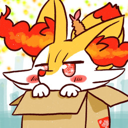 ambiguous_anthro ambiguous_gender anthro blush box cardboard cardboard_box container dipstick_tail food front_view in_box in_container markings object_in_tail shrimp_(food) simple_background snout solo star_pupils tail tail_markings annyui0611 nintendo pokemon braixen canid generation_6_pokemon mammal pokemon_(species) 1:1 2022 digital_drawing_(artwork) digital_media_(artwork) hi_res japanese_description translated_description