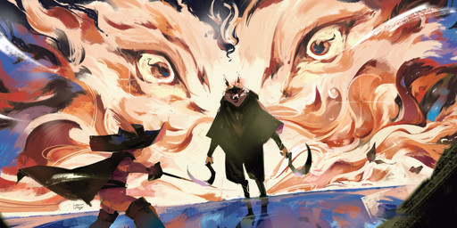 anthro aura biped boots cape cloak clothing duo footwear hat headgear headwear holding_sickle shoes lost_herons dreamworks puss_in_boots_(franchise) death_(puss_in_boots) puss_in_boots_(dreamworks) canid canine canis domestic_cat felid feline felis mammal wolf 2025 absurd_res colored hi_res signature