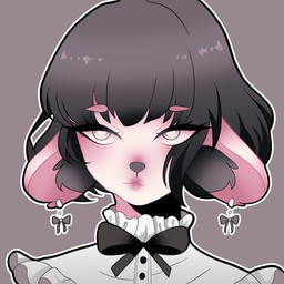 alternative_fashion anthro big_eyes blush clothing dark_hair elegant_dress female floating_eyebrows j-fashion lolita_(fashion) sailor_lolita simple_background solo toony white_body momokku fan_character bovid caprine mammal sheep 1:1 hi_res icon