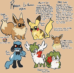 after_transformation bracelet ex-human eyewear feral glasses jewelry luxury_ball male pokeball pronouns text dragunsnack nintendo pokemon pokemon_mystery_dungeon spike_chunsoft fan_character rowan_(dragunsnack) eevee generation_1_pokemon generation_4_pokemon land_forme_shaymin legendary_pokemon pikachu pokemon_(species) riolu shaymin sky_forme_shaymin english_text hi_res model_sheet
