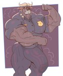 3_fingers anthro balls barazoku big_balls big_biceps big_bulge big_butt big_muscles big_pecs big_penis black_nose blue_bottomwear blue_clothing blue_pants blue_shirt blue_topwear bodily_fluids bottomwear bulge butt clothing eyewear fingers forearm_muscles fur genital_fluids genitals glasses grey_body grey_fur horn huge_balls huge_bulge huge_muscles huge_penis looking_away male muscular muscular_anthro muscular_arms muscular_legs muscular_male musk musk_clouds pants pecs penis police police_officer police_uniform precum shirt solo sweat sweatdrop sweaty_armpit sweaty_arms sweaty_genitalia sweaty_legs sweaty_thighs thick_neck topwear uniform vein veiny_muscles veiny_penis white_body white_fur vaniwall disney zootopia chief_bogo bovid bovine cape_buffalo mammal absurd_res hi_res