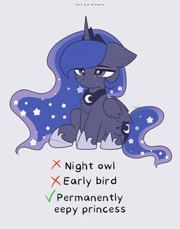 1_horn black_tiara crown cutie_mark female female_feral feral green_eyes grey_body grey_horn grey_wings hair headgear hooves horn monotone_background narrowed_eyes purple_hair purple_tail quadruped simple_background sitting solo spiral_horn tail text three-quarter_view tiara tired white_background white_hooves wings nnalyart friendship_is_magic hasbro my_little_pony mythology princess_luna_(mlp) equid equine mammal mythological_creature mythological_equine winged_unicorn digital_drawing_(artwork) digital_media_(artwork) english_text flat_colors hi_res