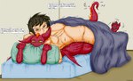 anthro anthro_penetrated bed bedding bite blanket bodily_fluids butt cuddling duo ear_bite female female_on_human from_behind_position furniture happy happy_sex human_on_anthro human_penetrating human_penetrating_anthro interspecies lying_on_another male male/female motion_lines motion_trail pawpads paws penetration pillow pillow_bite pillow_grab saliva sex smile sound_effects sweat sweatdrop sweaty_butt sweaty_legs sweaty_thighs tail tail_wraps teeth text wings wraps eugeniyburnt mythology the_dragon_next_door chanhee_cha woo-hyuk_choi dragon human mammal mythological_creature mythological_scalie scalie english_text hi_res