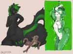 anthro group imminent_vore laying_on_partner lying male male/male on_front trio vore calcatrix maiko_(otter) syfer_(skunk) taki_(lyoen) canid canine canis mammal mephitid mustelid otter skunk taur wolf absurd_res hi_res