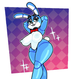 anthro areola big_breasts black_eyeshadow blue_areola blue_body blue_nipples bow_tie breasts buckteeth checkered checkered_background cotton_tail crossgender eyelashes eyeshadow female freckles green_eyes hands_behind_back huge_breasts looking_at_viewer machine makeup mtf_crossgender nipples pattern_background simple_background solo sparkles teeth thick_thighs white_body wide_hips crushtrap five_nights_at_freddy's five_nights_at_freddy's_2 scottgames toy_bonnie_(fnaf) animatronic lagomorph leporid mammal rabbit robot 2023 digital_media_(artwork)