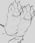 4_toes ambiguous_form ambiguous_gender feet foot_shot paws solo toes warmers terryskaii_(artist) hi_res monochrome sketch