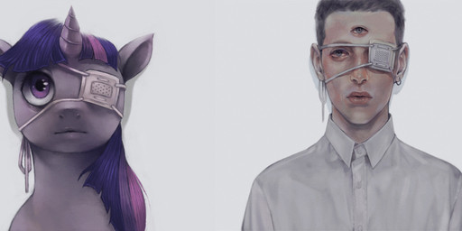 bandage clothing comparison duo eye_patch eyewear female feral fur hair horn long_hair male multicolored_hair purple_body purple_eyes purple_fur purple_hair shirt simple_background topwear two_tone_hair crookedtrees ydkmorimoe friendship_is_magic hasbro my_little_pony mythology twilight_sparkle_(mlp) equid equine human mammal mythological_creature mythological_equine unicorn bad_metadata missing_sample