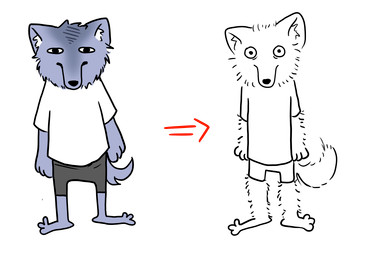 3_fingers anthro before_and_after blue_body bottomwear clothing fingers fluffy grey_bottomwear grey_clothing grey_shorts long_nose male shirt shocked shorts silly solo topwear white_clothing white_shirt white_topwear the_sigmas_rising alfa_(the_sigmas_rising) canid canine canis mammal wolf hi_res