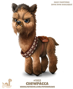 alternate_species ambiguous_gender feral humor pun simple_background solo text visual_pun white_background piper_thibodeau star_wars chewbacca alpaca camelid mammal digital_media_(artwork) digital_painting_(artwork) painting_(artwork) url
