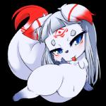 anthro blue_eyes chibi female fur hair kemono long_hair simple_background solo tongue transparent_background white_body white_fur white_hair ukan_muri sakame_(ukan_muri) canid canine fox mammal 1:1 alpha_channel low_res