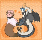 anthro clothed clothing duo hand_holding heart_symbol looking_at_another male male/male romantic romantic_couple tail tail_wraps wraps mariodp mythology casey_quartz yuvarax_danbala dragon mammal mustelid mythological_creature mythological_scalie otter scalie absurd_res hi_res