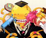 academic_dress ambiguous_gender blush bodily_fluids candy candy_guy clothing dessert drooling food ice_cream lollipop messy offscreen_character popsicle saliva solo square_academic_cap sweat sweets uniform doggae93 assassination_classroom koro-sensei alien cephalopod coleoid food_creature human living_candy mammal marine mollusk octopodiform 2015 6:5