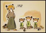 anthro black_border black_stripes border bottomwear clothed clothing dialogue dot_eyes dress female fully_clothed fur group male necktie orange_body orange_fur pants shirt simple_background standing striped_body striped_fur stripes text topwear byron_howard disney zootopia felid mammal pantherine tiger 2012 english_text official_art mother_(lore) mother_and_child_(lore) mother_and_son_(lore) parent_(lore) parent_and_child_(lore) parent_and_son_(lore) son_(lore)