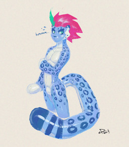 anthro blue_body blue_fur blue_nose fur fused_mouth hair inflatable latex long_tail male mouthless mute null_bulge red_hair solo spots tail white_body white_fur poiuytrew animate_inanimate felid living_inflatable living_latex mammal pantherine snow_leopard hi_res