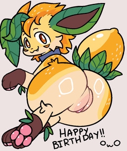 big_butt butt butt_focus feet female female_feral feral genitals humanoid_genitalia humanoid_vulva looking_at_viewer pawpads presenting presenting_hindquarters quadruped simple_background smile soles solo tail thick_thighs vulva wide_hips sunspikevee nintendo pokemon fan_character menace_(lemonmenace) canid canine eeveelution generation_4_pokemon hybrid_pokemon leafeon mammal pokemon_(species) digital_media_(artwork) andromorph_(lore) trans_(lore) trans_man_(lore)