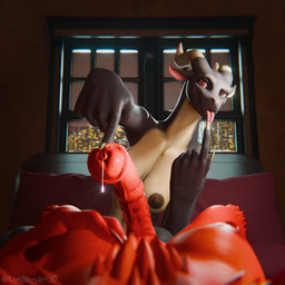 animal_genitalia animal_penis anthro breasts duo equine_genitalia equine_penis female fur genitals glistening glistening_breasts glistening_genitalia glistening_penis gynomorph gynomorph/female horn intersex intersex/female looking_at_viewer nude penis red_body red_breasts red_fur red_penis vulva mess_maker sladdoska_(modeler) mythology chert_(sladdoska) salliviya_(sladdoska) bovid caprine caprine_demon demon dragon goat_demon lizard mammal mythological_creature mythological_scalie reptile scalie 1:1 3d_(artwork) digital_media_(artwork) hi_res