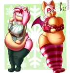 anthro breasts clothing duo female overweight panties sweater topwear underwear smotrilla sega sonic_the_hedgehog_(series) amy_rose rouge_the_bat bat eulipotyphlan hedgehog mammal absurd_res hi_res