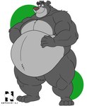 anthro belly big_belly fur hand_on_belly looking_at_viewer male nude obese obese_anthro obese_male overweight overweight_anthro overweight_male smile smiling_at_viewer solo standing zangokunatenshi disney the_jungle_book baloo bear mammal 2024 hi_res signature