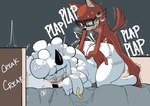 anthro bed big_butt blush butt doggystyle duo ear_piercing eyewear female from_behind_position furniture glasses horn huge_butt male male/female mature_female piercing sex anonymous_artist sega sonic_the_hedgehog_(series) gadget_the_wolf lanolin's_mother_(sonic) bovid canid canine canis caprine mammal sheep wolf hi_res