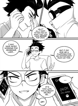 aged_up ahoge black_hair cellphone clothed clothing coat dialogue duo electronics eyewear glasses gloves goggles hair handwear human_only lab_coat male not_furry phone round_glasses shirt smartphone smile speech_bubble text topwear inimoose invader_zim nickelodeon dib_membrane professor_membrane human mammal comic digital_media_(artwork) english_text hi_res monochrome father_(lore) father_and_child_(lore) father_and_son_(lore) parent_(lore) parent_and_child_(lore) parent_and_son_(lore) son_(lore)