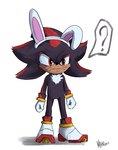 anthro black_body black_fur bodypaint bunny_costume clothing costume face_paint fake_ears fake_rabbit_ears fur gloves hair handwear male multicolored_hair simple_background solo white_background mangofake sega sonic_the_hedgehog_(film) sonic_the_hedgehog_(series) shadow_the_hedgehog eulipotyphlan hedgehog mammal hi_res