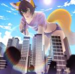 bottomwear building city clothed clothing cloud denim denim_clothing femboy group hair low-angle_view macro male outside shorts skyscraper smile solo_focus standing tight_clothing rekuuhh logan_grey animal_humanoid canid canid_humanoid canine canine_humanoid fox fox_humanoid humanoid hybrid mammal mammal_humanoid hi_res