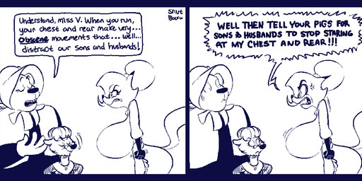 angry anthro big_breasts big_butt breasts butt clothed clothing cross-popping_vein dialogue eyelashes eyes_closed eyewear female fully_clothed glasses group humor mature_anthro mature_female open_mouth parody speech_bubble standing text vein smutbooru auntie_vixen bear canid canine fox mammal aliasing comic digital_media_(artwork) english_text hi_res